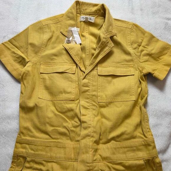 New XS Madewell short-sleeve coverall jumpsuit in Greek Gold yellow - Picture 5 of 14